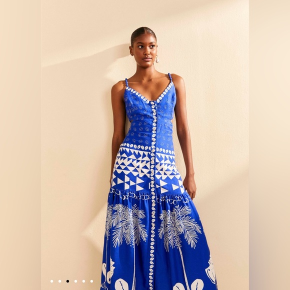 Farm Rio Blue Mixed Ondina Midi Dress XL NWT - Picture 13 of 14